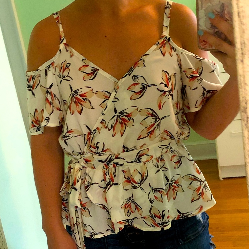 Cold shoulder wrap around top